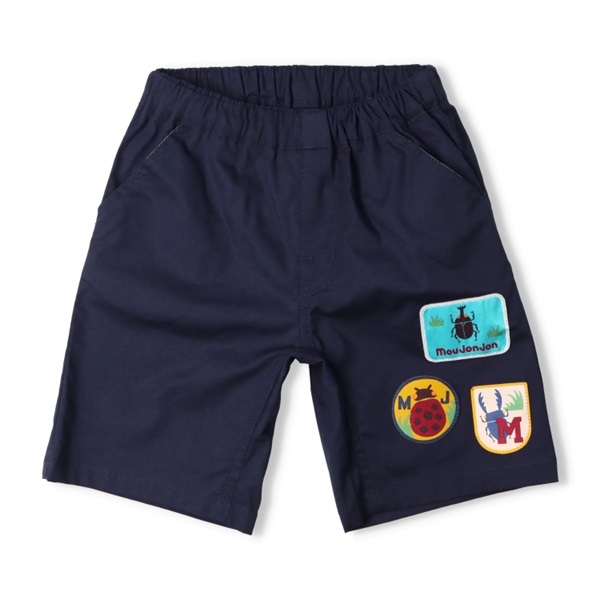 昆虫アップリケ付ダンプ5分丈ハーフパンツ(ネイビー-80cm)