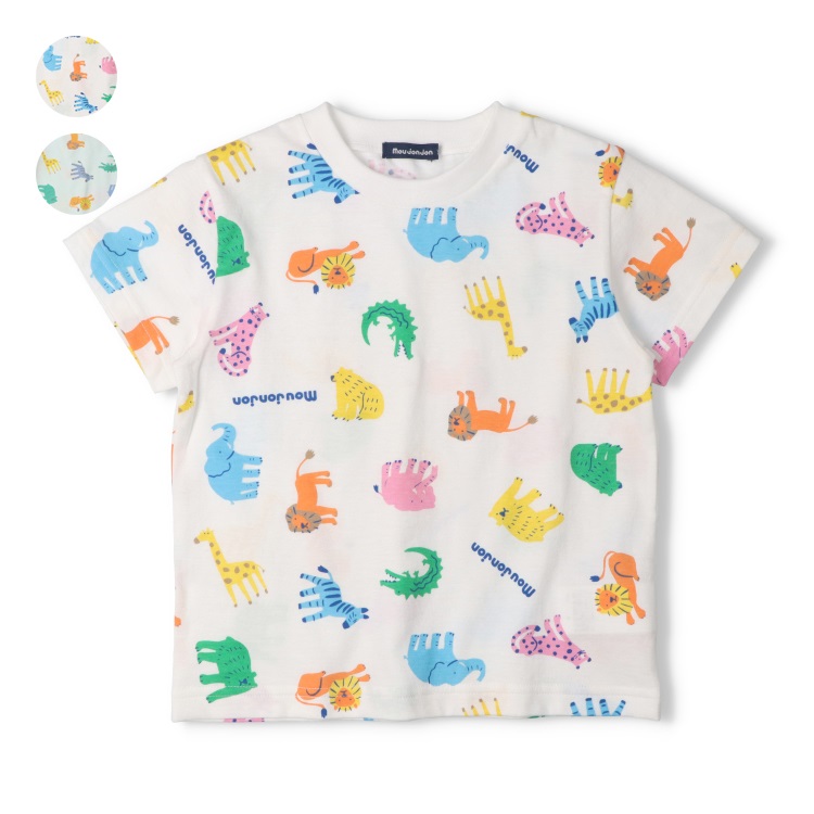 動物総柄半袖Tシャツ