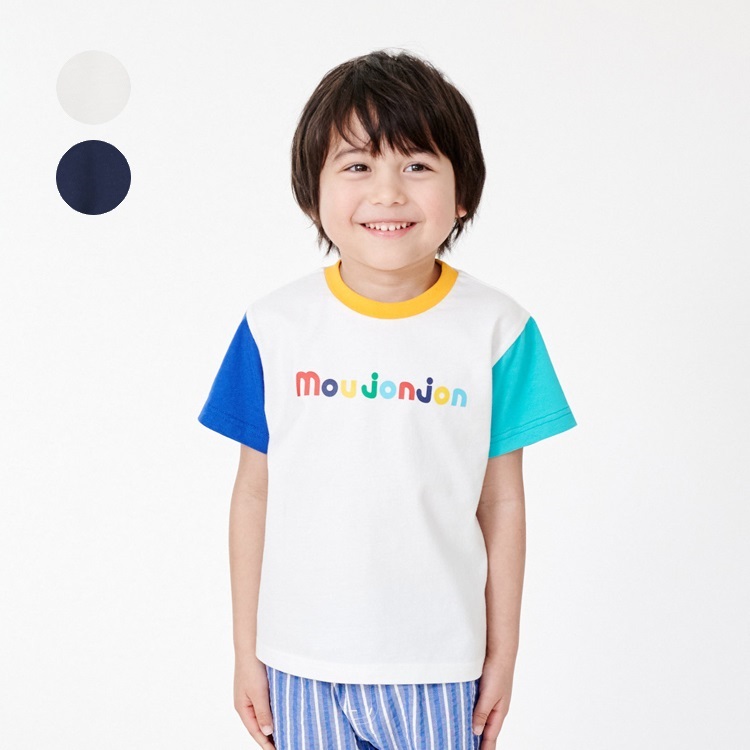 *ロゴプリントクレイジー配色半袖Tシャツ