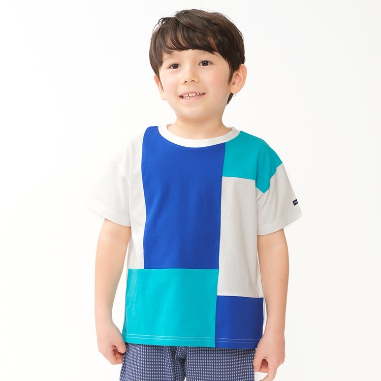 *切替半袖Tシャツ(ホワイト-110cm)