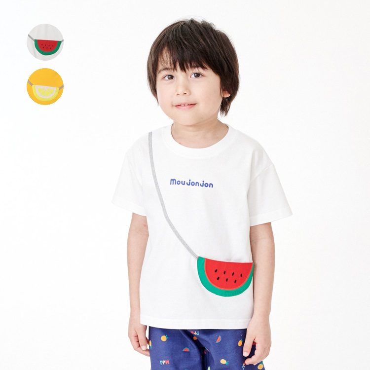 スイカ・レモンフルーツポシェット半袖Tシャツ
