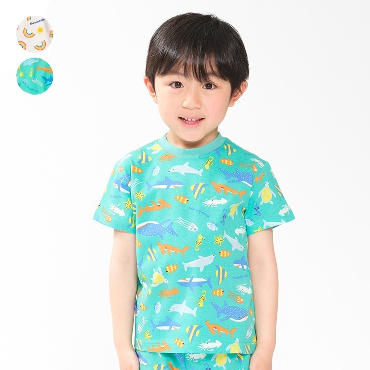 【む～らくぎ】虹・海の生き物総柄半袖Tシャツ