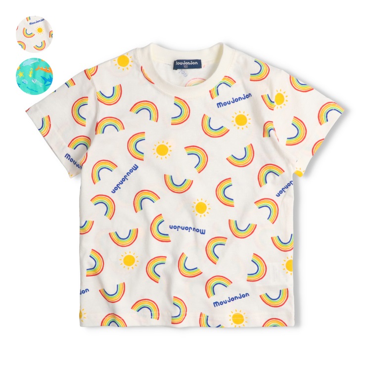 【む～らくぎ】虹・海の生き物総柄半袖Tシャツ