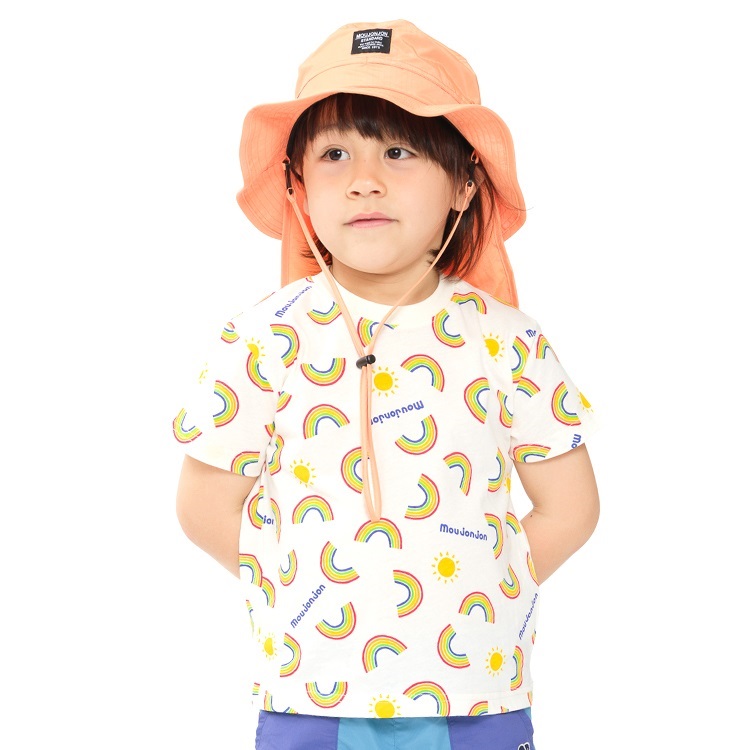 【む～らくぎ】虹・海の生き物総柄半袖Tシャツ(ホワイト-120cm)