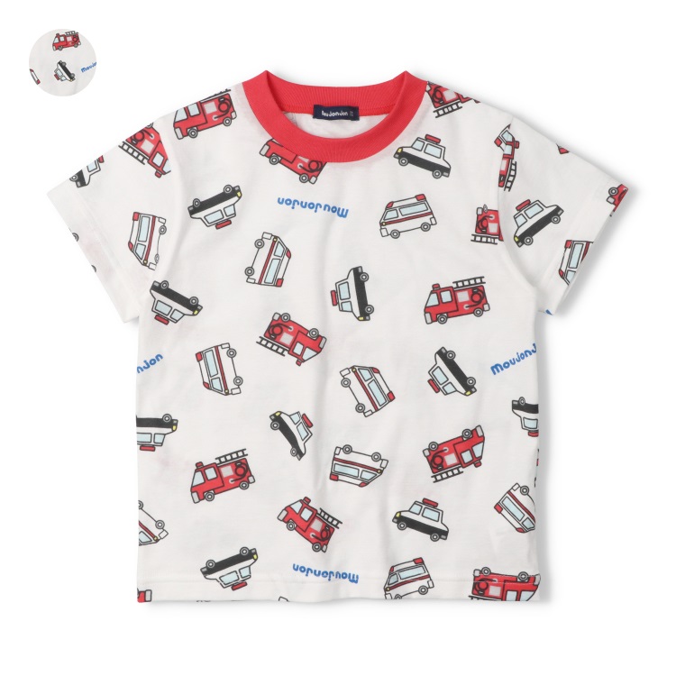 働く車総柄半袖Tシャツ