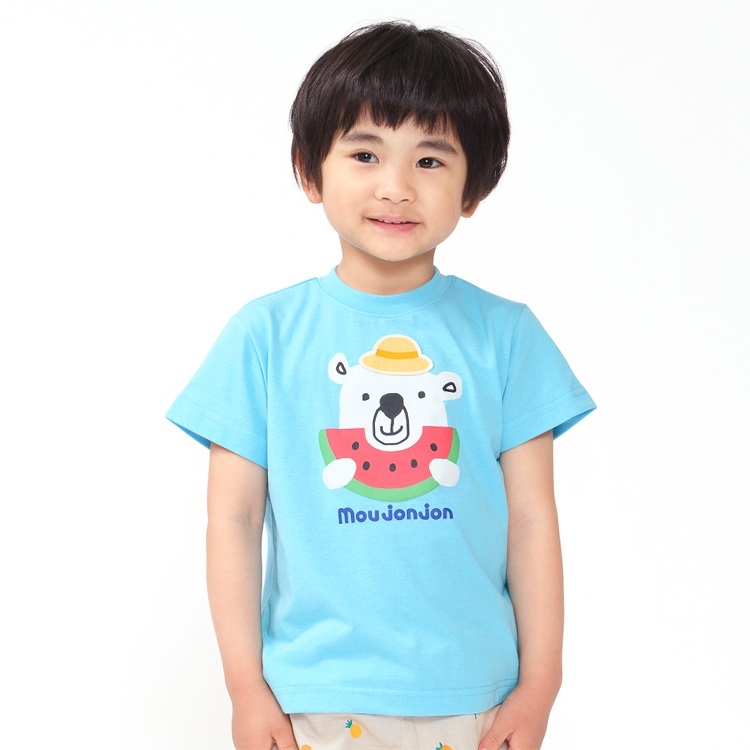 【接触冷感】ペンギン・くま半袖Tシャツ(サックス-130cm)