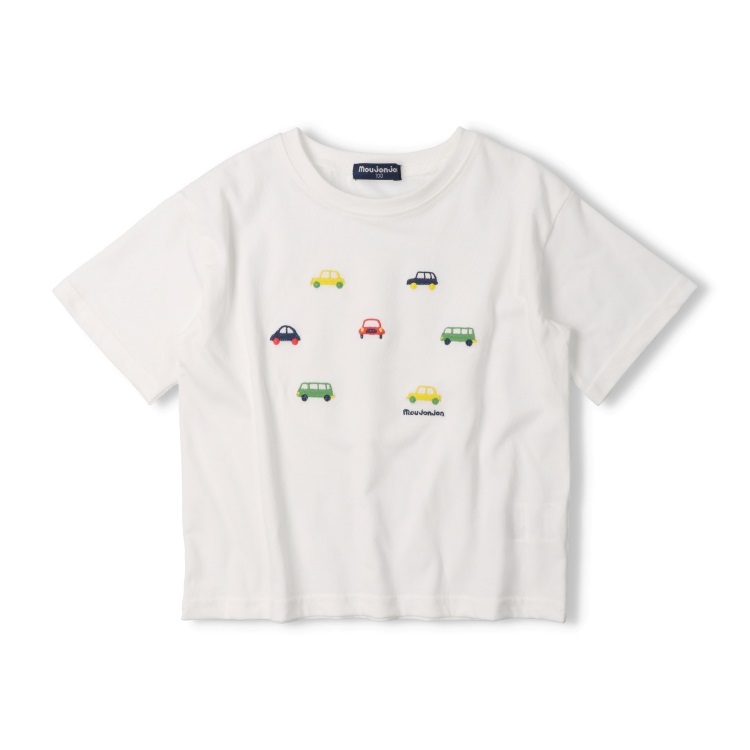 【WEB限定】車刺繍半袖Tシャツ(ホワイト-130cm)