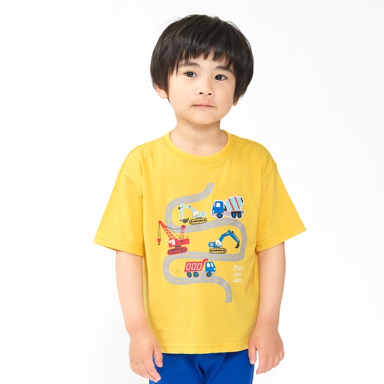【WEB限定】働く車ワッペン付半袖Tシャツ(イエロー-130cm)