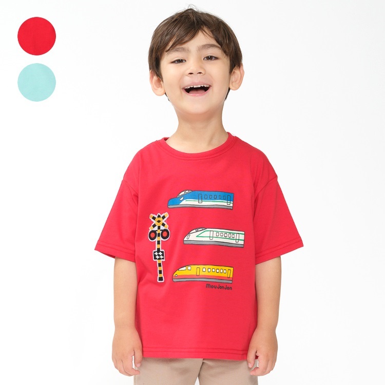 【WEB限定】電車プリント踏切ワッペン半袖Tシャツ