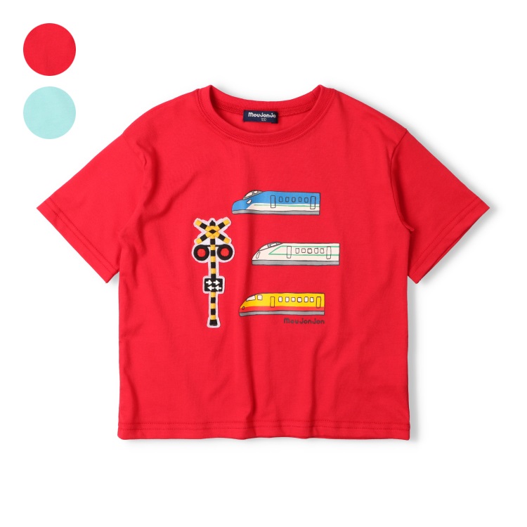 【WEB限定】電車プリント踏切ワッペン半袖Tシャツ