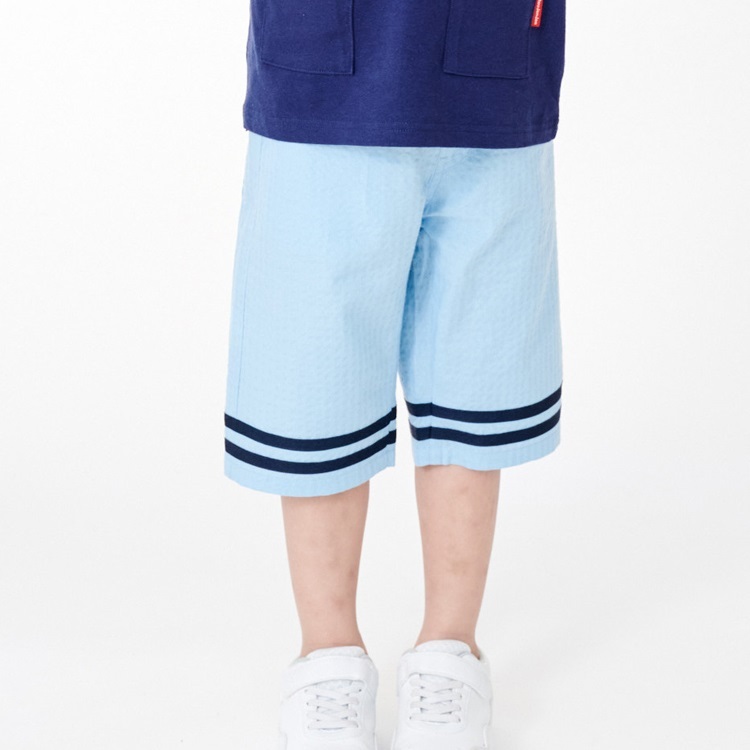 シアサッカーマリン6分丈ハーフパンツ(ライトブルー-110cm)