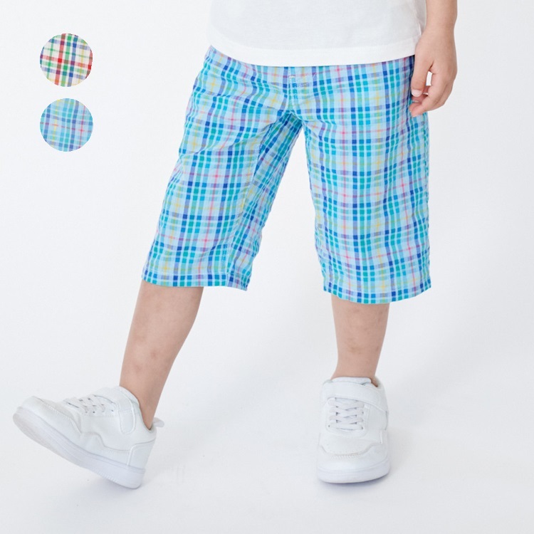 *サッカーチェック6分丈ハーフパンツ