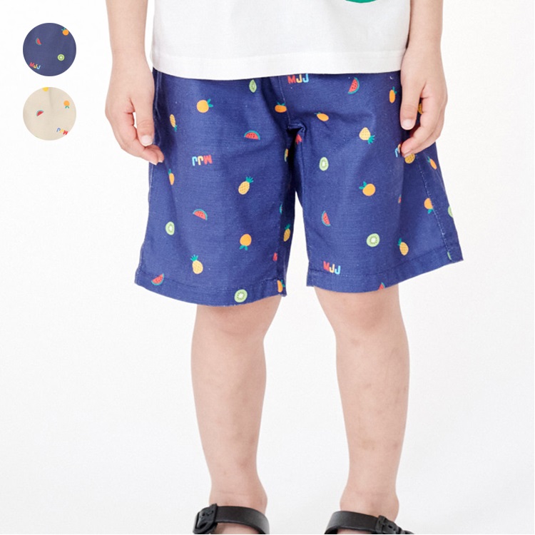 フルーツ総柄プリペラ5分丈ハーフパンツ