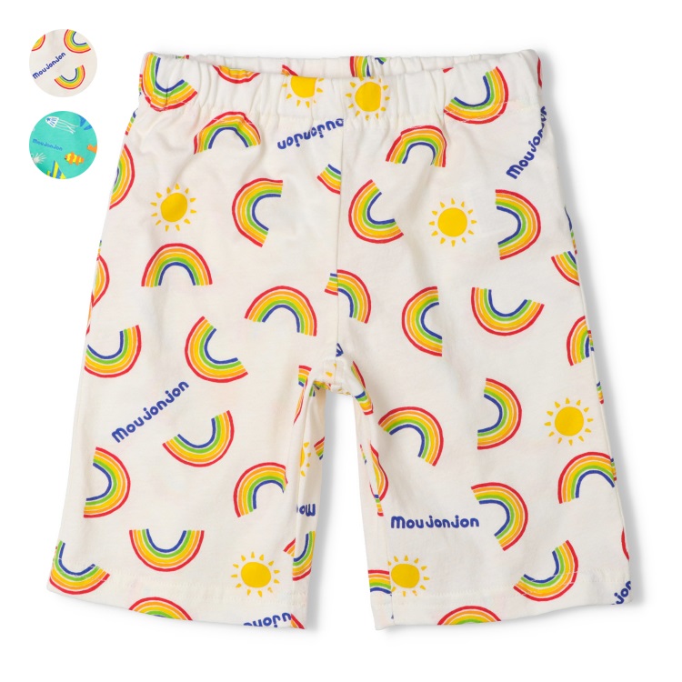 【む～らくぎ】虹・海の生き物総柄ハーフパンツ