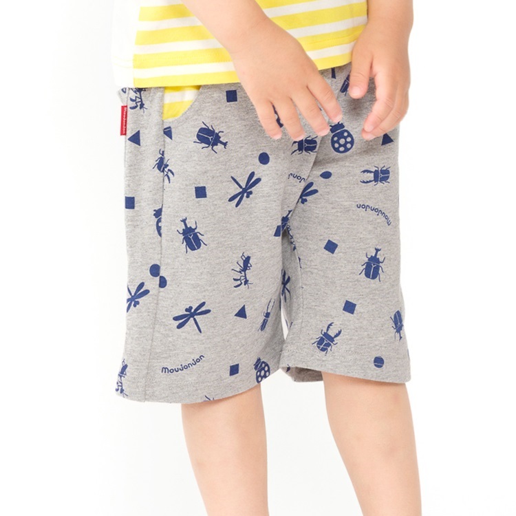 昆虫総柄5分丈ハーフパンツ(グレー-90cm)