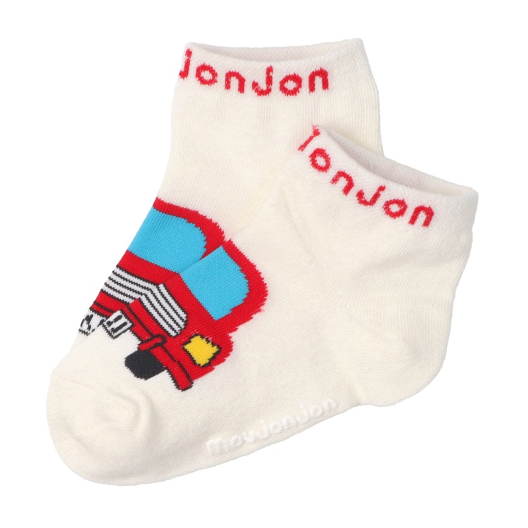 *車アンクル丈ソックス(オフホワイト-14cm)