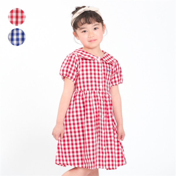 ギンガムチェック前開きワンピース ワンピース｜子供服・ベビー服の
