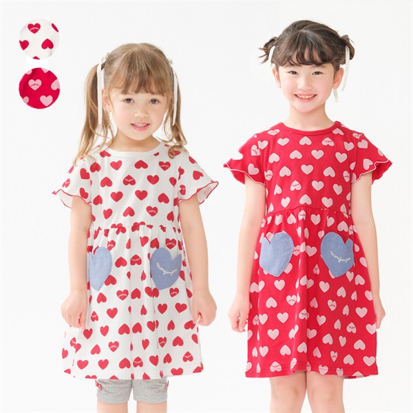ハート総柄半袖ワンピース ワンピース｜子供服・ベビー服の通販は