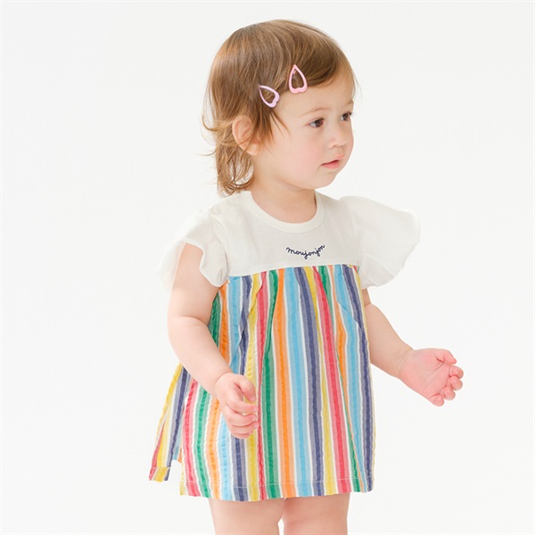 サッカーストライプスカートブルマロンパース(ホワイト-70cm)