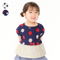 *リボン付き水玉切替半袖Ｔシャツ