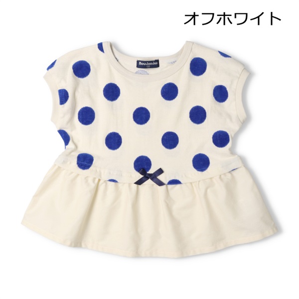 リボン付き水玉切替半袖Tシャツ 半袖Tシャツ｜子供服・ベビー服の通販