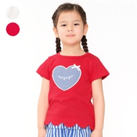 ハートアップリケ半袖Tシャツ