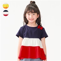 リボン付3段切替半袖Tシャツ