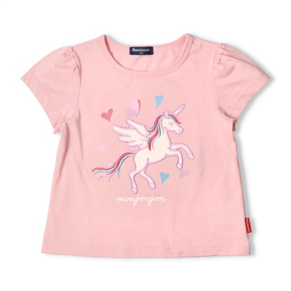 *アイス・ユニコーンアップリケ半袖Tシャツ(ピンク-100cm)