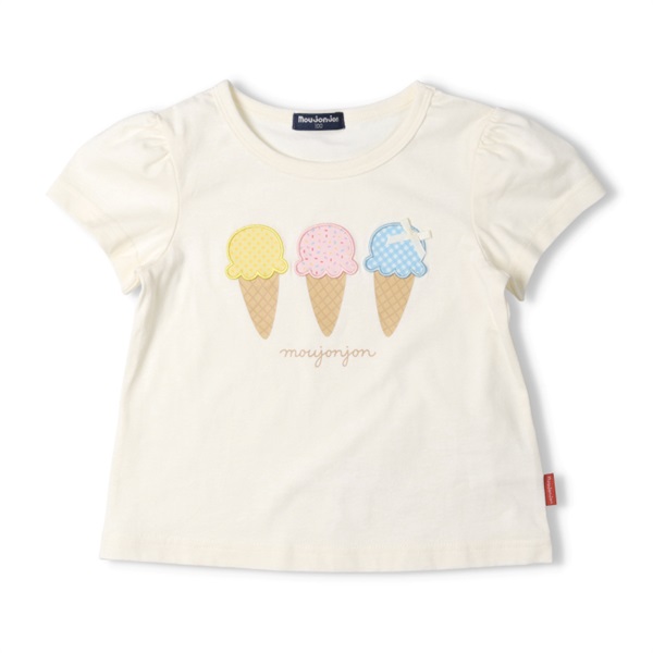 *アイス・ユニコーンアップリケ半袖Tシャツ(ホワイト-90cm)