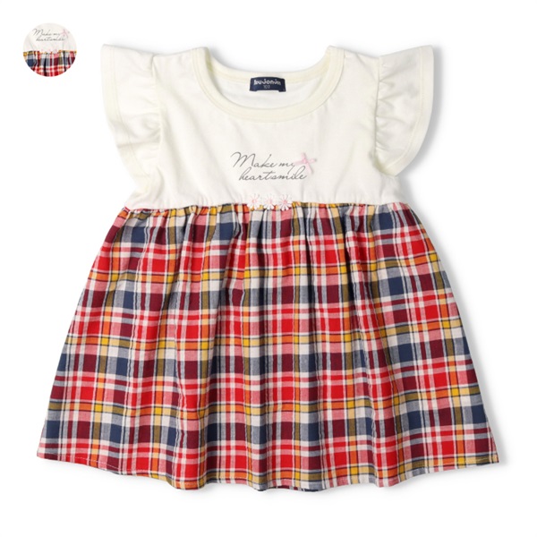 チェック柄切替チュニックTシャツ