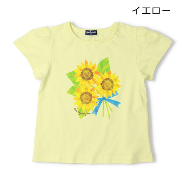 【プチプラ】ガールズプリント半袖Tシャツ(イエロー-80cm)