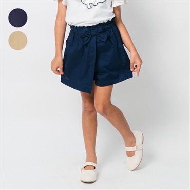 リボン付き3分丈スカートショートパンツ
