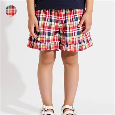 サッカーチェック4分丈フレアパンツ