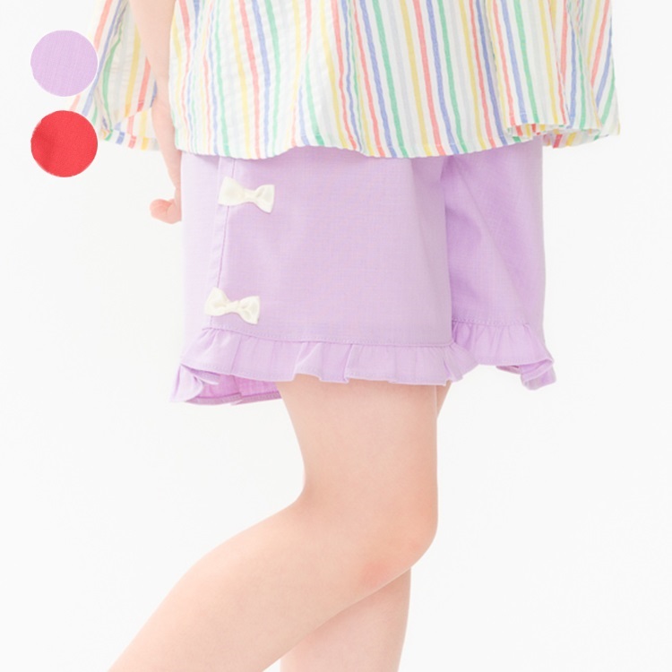 *脇リボン付き3分丈ショートパンツ