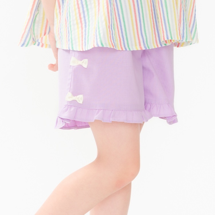 *脇リボン付き3分丈ショートパンツ(ラベンダー-80cm)