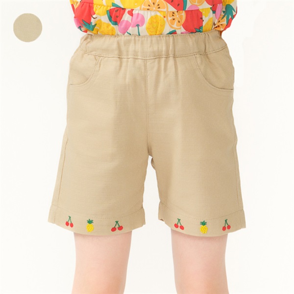 裾フルーツ刺繍3分丈ショートパンツ