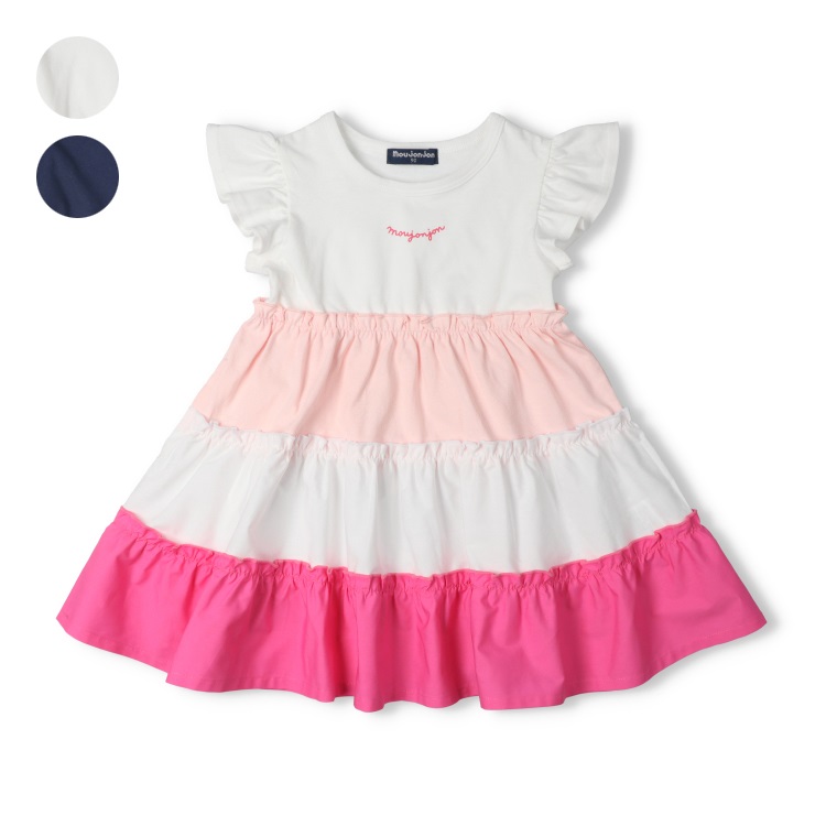 切替ティアード半袖ワンピース