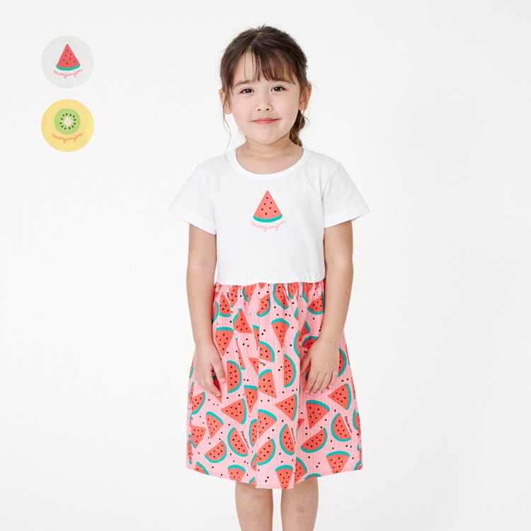 フルーツ切替半袖ワンピース