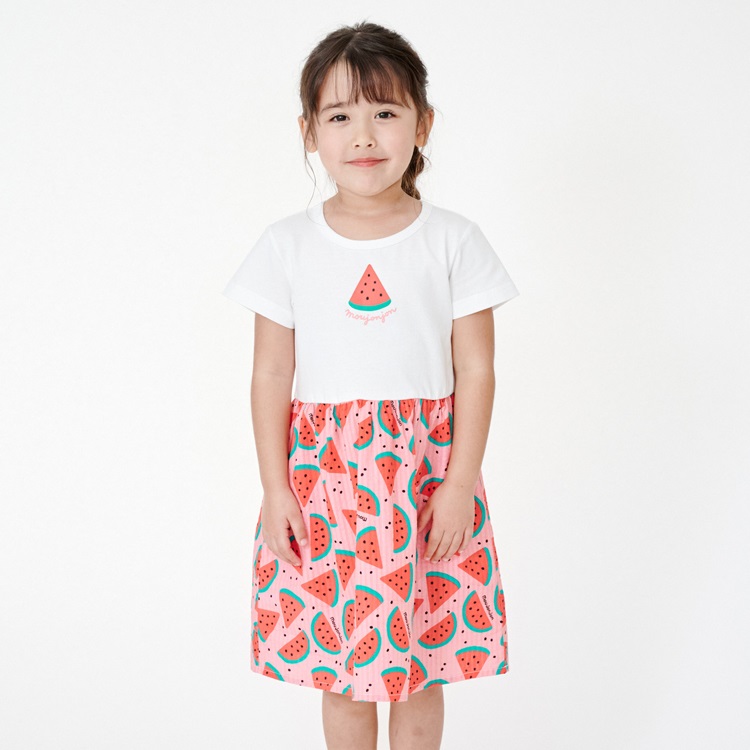 フルーツ切替半袖ワンピース(スイカ-80cm)