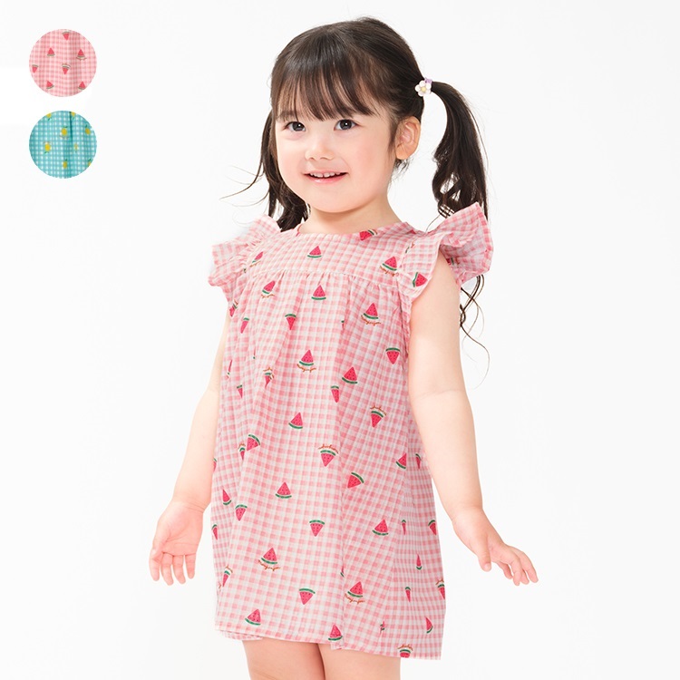 フルーツチェック柄ワンピース