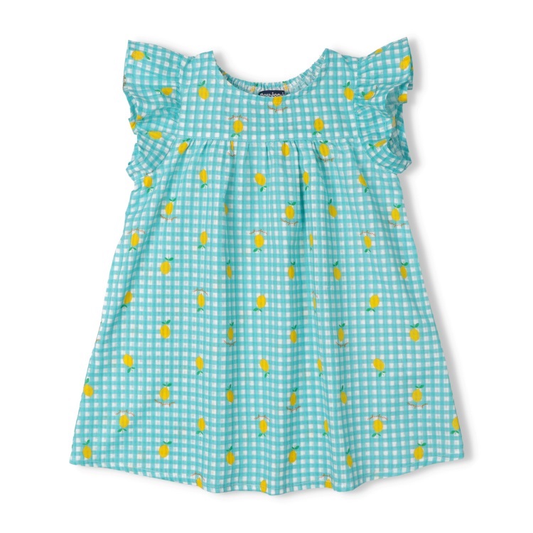 フルーツチェック柄ワンピース(サックス-110cm)