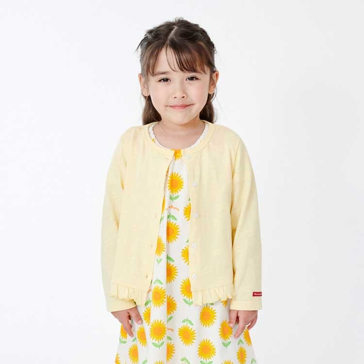 【接触冷感】裾フリル長袖カーディガン(クリーム-90cm)