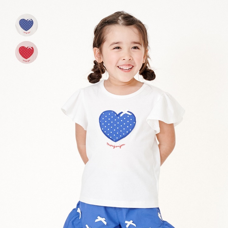 ハートアップリケ半袖Tシャツ