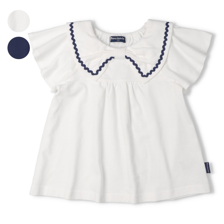 リボン衿付き半袖Tシャツ