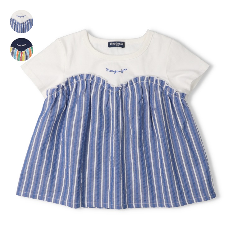 ストライプ切替半袖Tシャツ