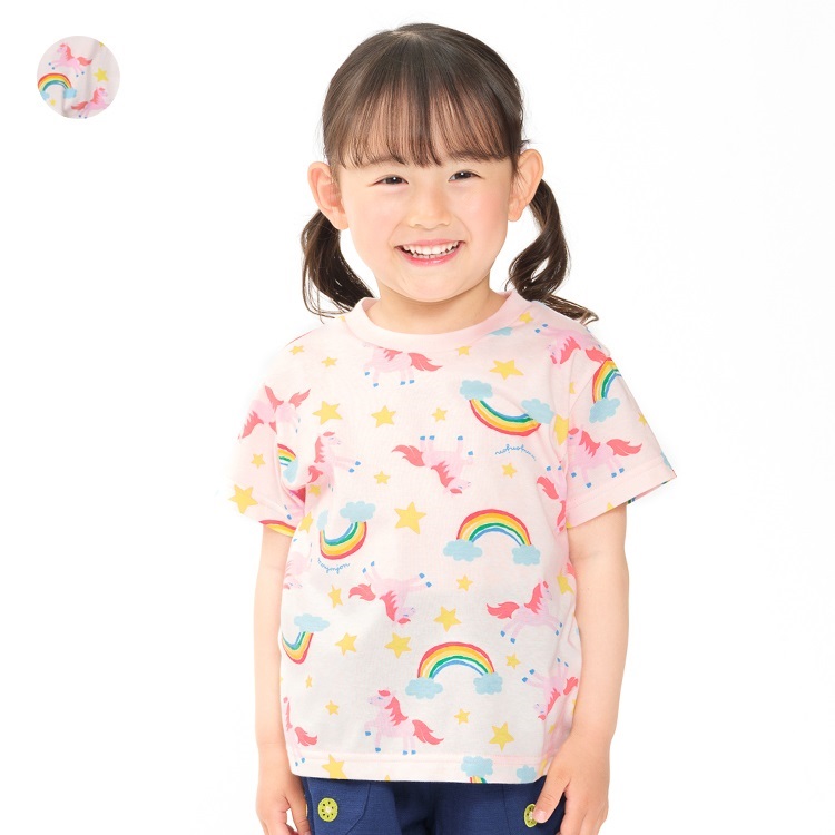 カラフルレインボー総柄半袖Tシャツ