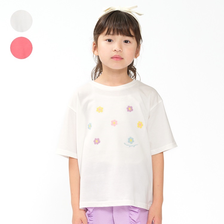*【WEB限定】お花刺繍半袖Tシャツ