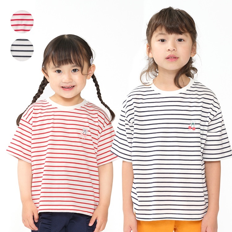 WEB限定】チェリーラメプリントボーダー半袖Tシャツ 半袖Tシャツ｜子供