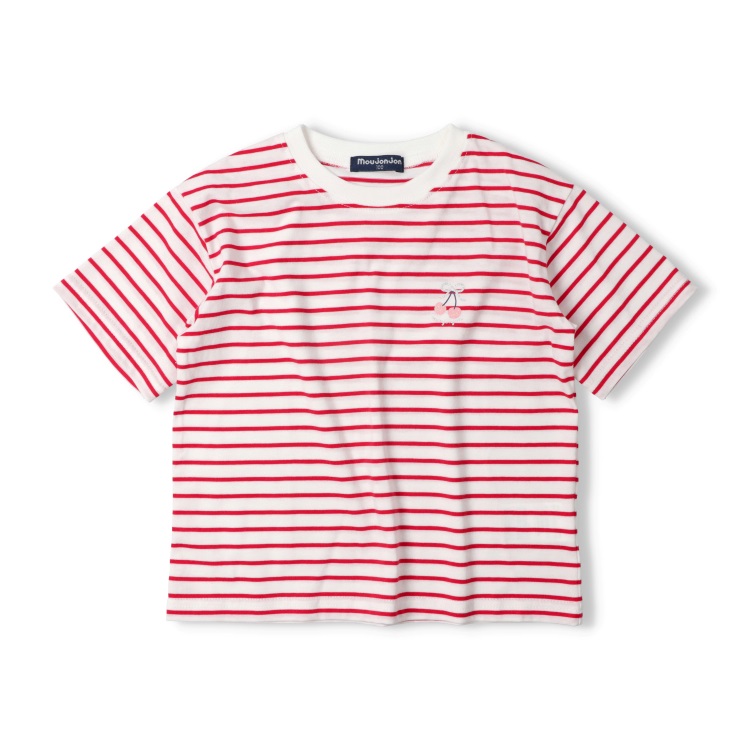 SHISHIKUI 半袖 Tシャツ ボーダー レッド WEB限定】チェリーラメプリントボーダー半袖Tシャツ 半袖Tシャツ｜子供