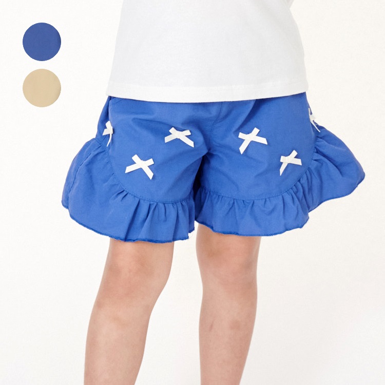 【水陸両用】リボン付き裾フリルショートパンツ